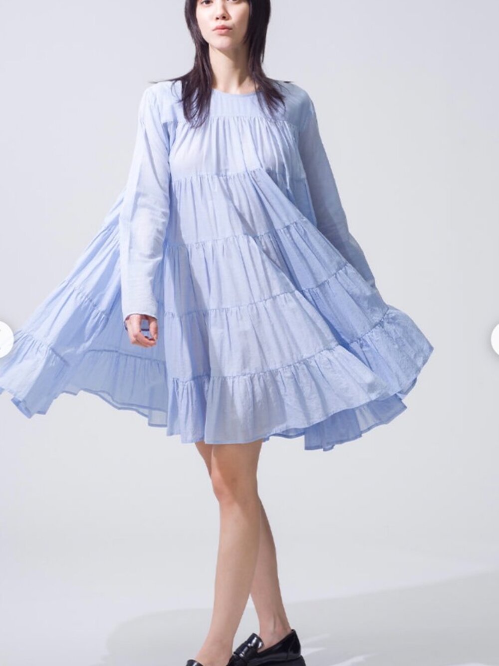 Merlette SOLIMAN Dress Light Blue Size S | Tiered Cotton Dress